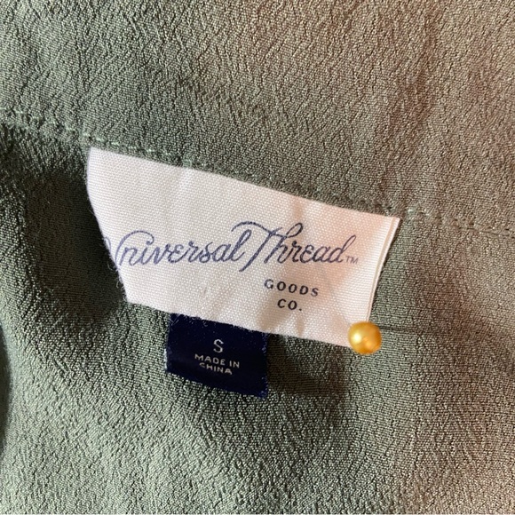 Universal Thread army olive Green Tie rayon Jumpsuit cropped wide leg small - Picture 10 of 11